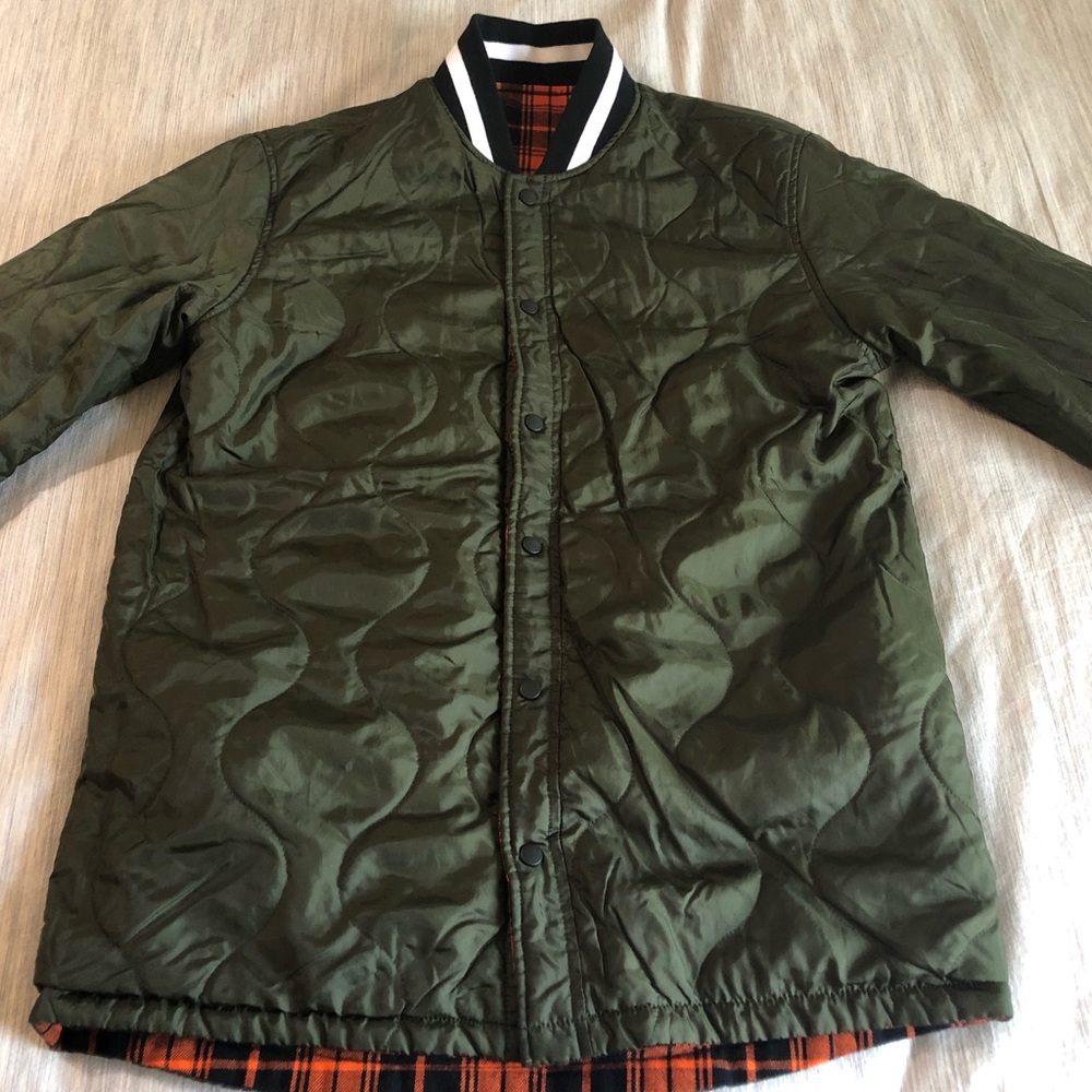 25 - CONVERSE Reversible Quilted Flannel Shirt Jacket Green Size S - Picture 5 of 8